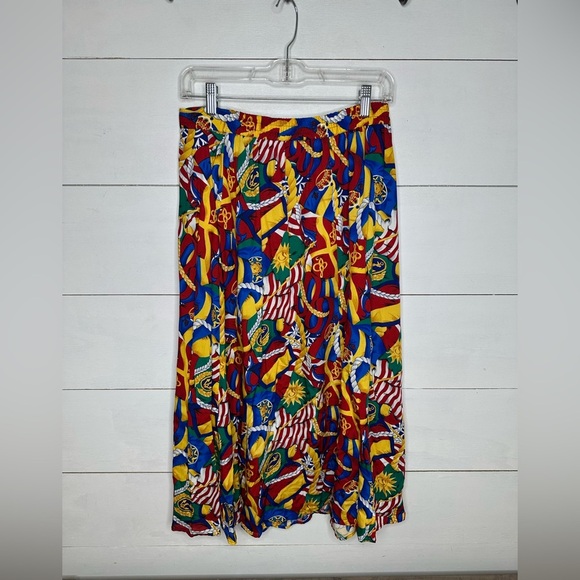 Pendleton Vintage Nautical Colorful Anchor Rope Fish Print Women's Skirt - 12P - Picture 4 of 7